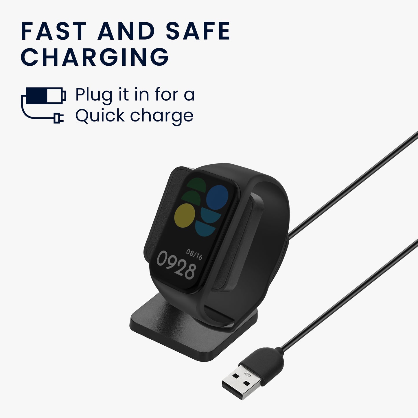 kwmobile USB Charger compatible with Xiaomi Redmi Band 2 USB Cable Charger Stand Smart Watch Charging Station Docking Station Charging Cable with Stand Function