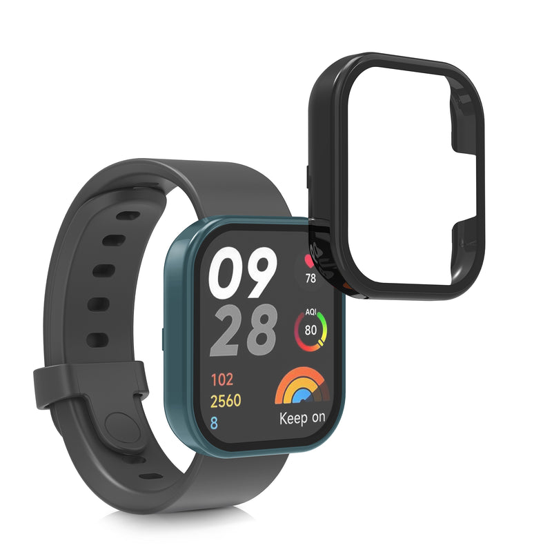 kwmobile Glass Case for Xiaomi Redmi Mi Watch Lite 3 / Redmi Watch 3 Protective Full Body Fitness Tracker Case Set