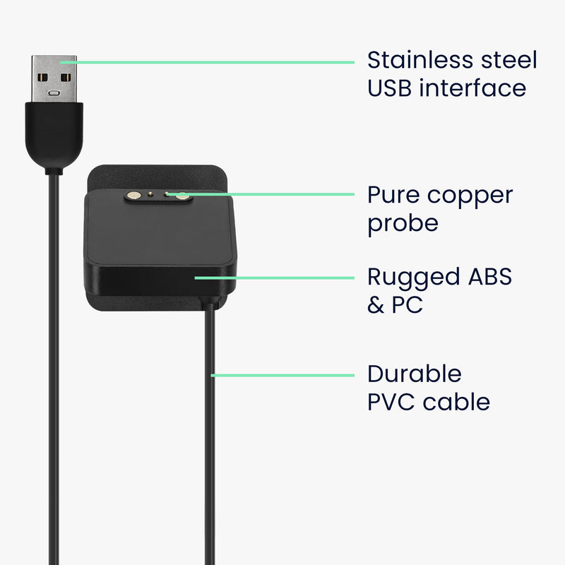 kwmobile USB Charger compatible with Haylou RT2 LS10 / Solar LS05 / RT LS05S USB Cable Charger Stand Smartwatch Charging Station Docking Station Charging Cable with Stand Function