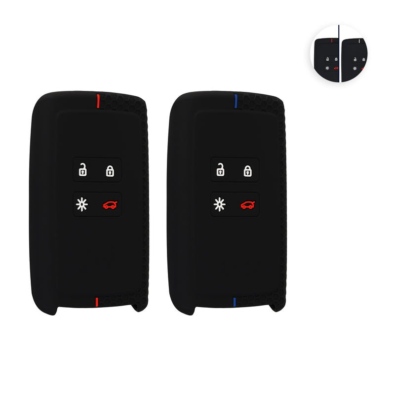 kwmobile 2x Autoschlüssel Silikon Cover kompatibel mit Renault 4-Tasten Smartkey Autoschlüssel (nur Keyless Go) Hülle - Schlüsselhülle Case in Schwarz Rot Schwarz Weiß Schwarz  [dsg02]