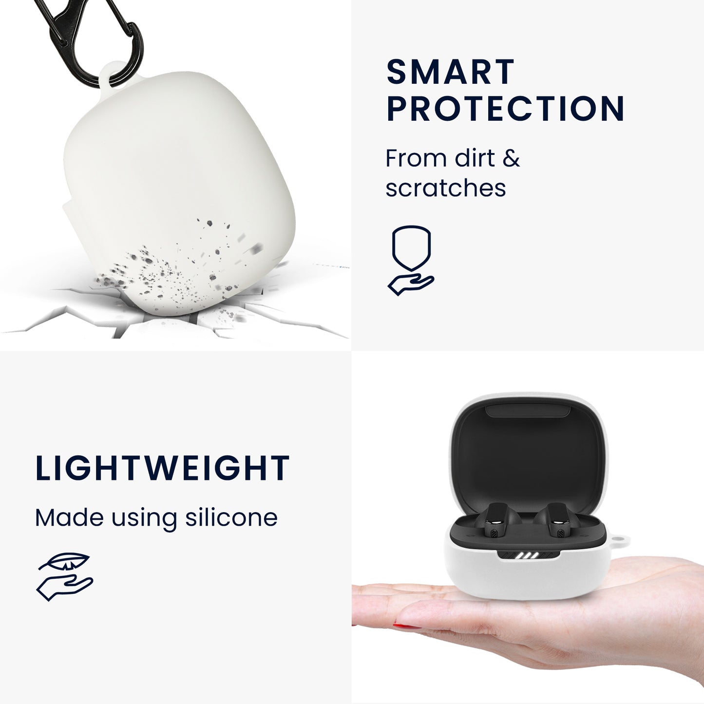 kwmobile 2-in-1 Set Case and Lanyard compatible with JBL Live Pro Plus Case - Headphones Lanyard Strap 70 cm