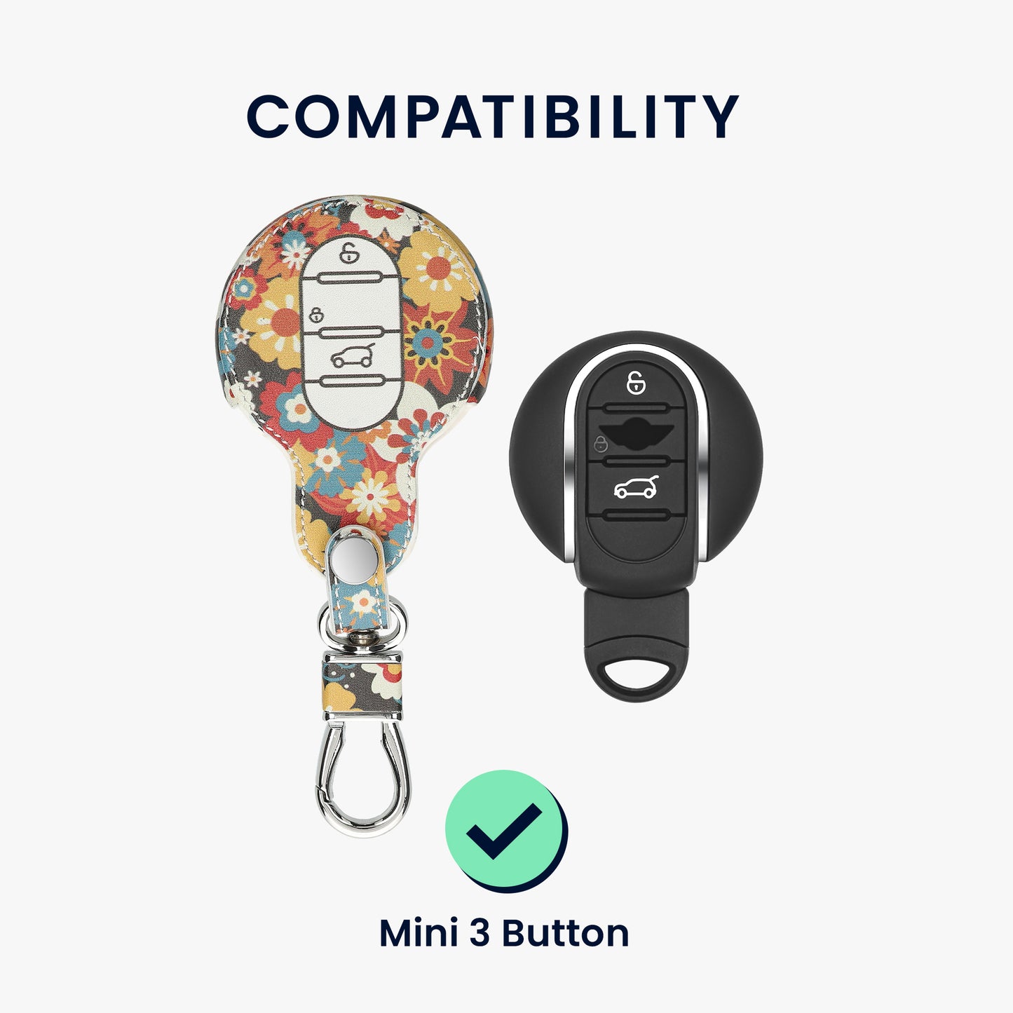 kwmobile Car Key Cover Compatible with Mini 3-Button Smart Key Car Key