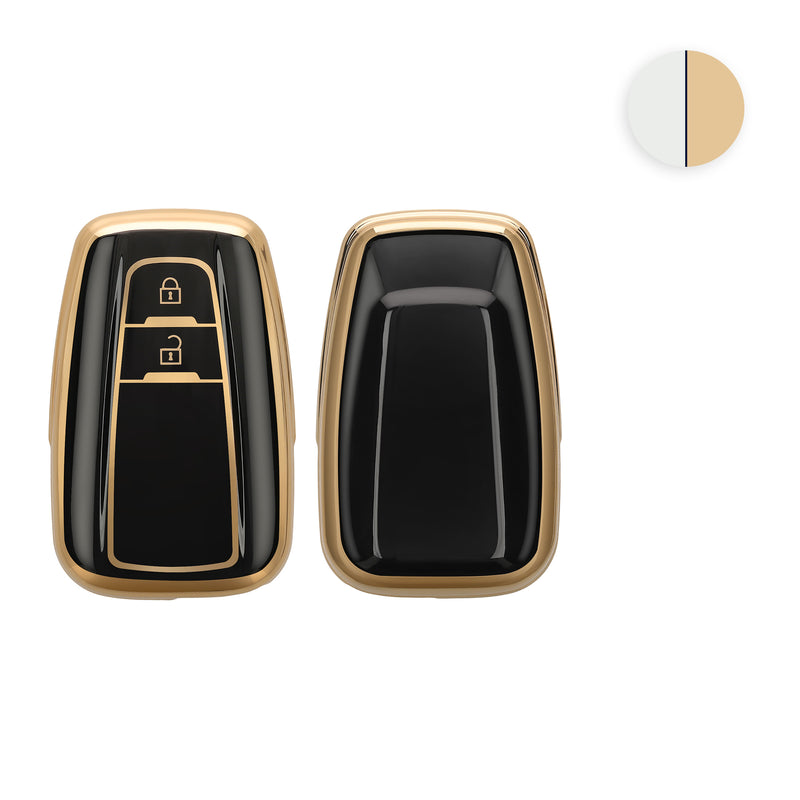 kwmobile Autoschlüssel Hülle kompatibel mit Toyota 2-Tasten Smart Key Autoschlüssel - Schlüsselhülle Silikon Cover - Schwarz Dunkelblau Schwarz  [dsg04]