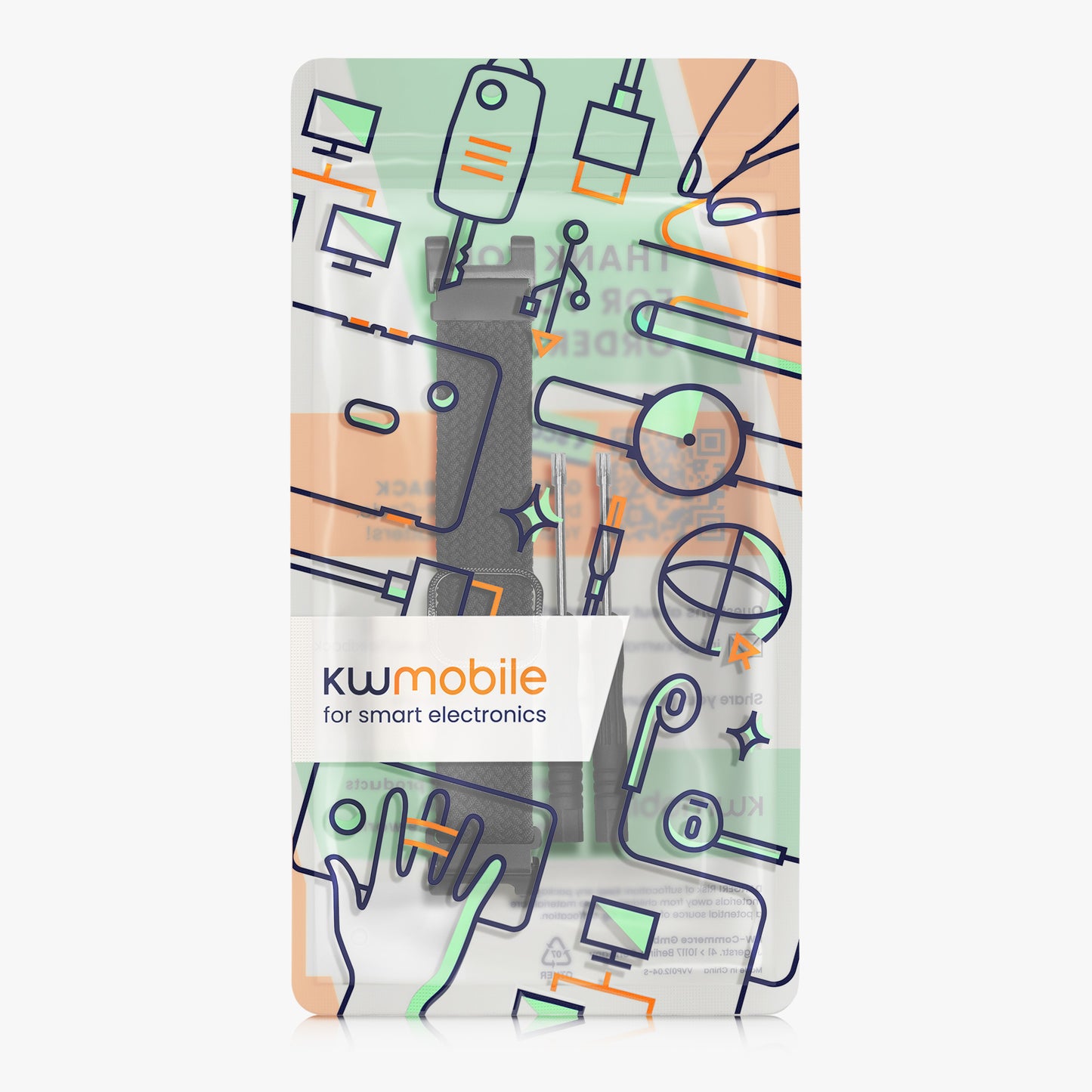 kwmobile Strap compatible with Huami Amazfit T-Rex / T-Rex Pro Fitness Tracker Sports Strap Band Inner dimensions from