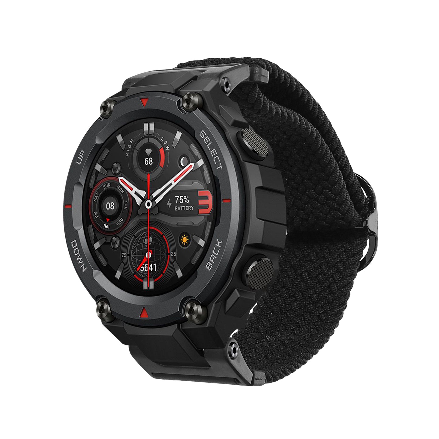 kwmobile Armband kompatibel mit Huami Amazfit T-Rex / T-Rex Pro - Nylon Fitnesstracker Sportarmband Band in Schwarz - Innenmaße von Schwarz  