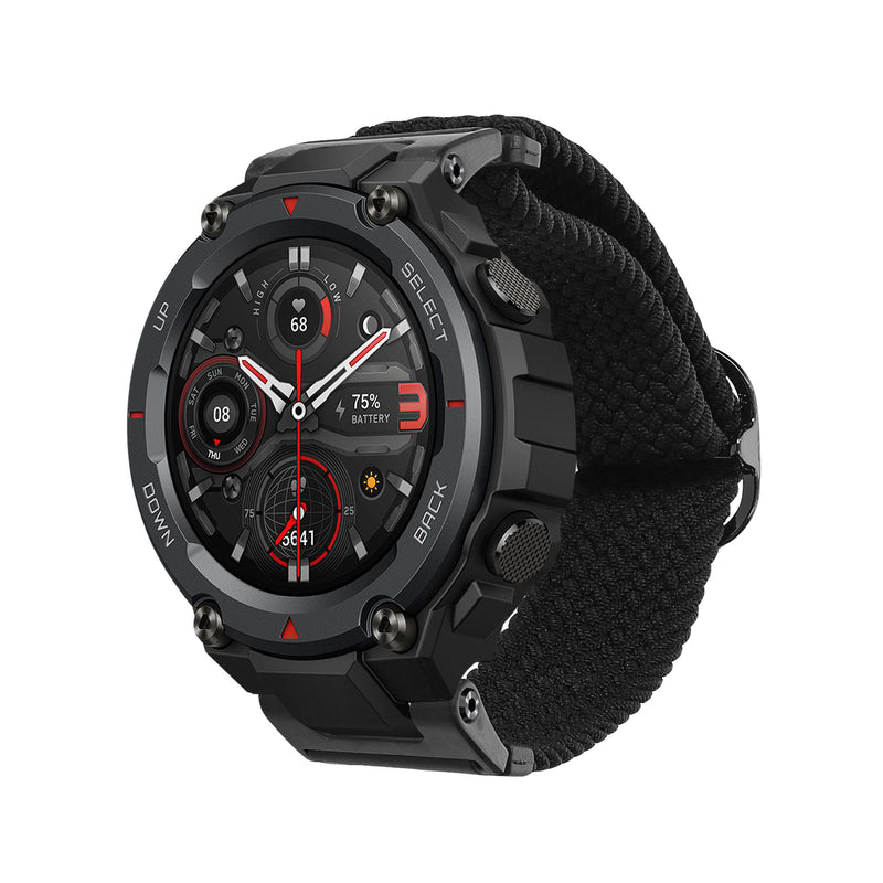 kwmobile Armband kompatibel mit Huami Amazfit T-Rex / T-Rex Pro - Nylon Fitnesstracker Sportarmband Band in Schwarz - Innenmaße von Schwarz  