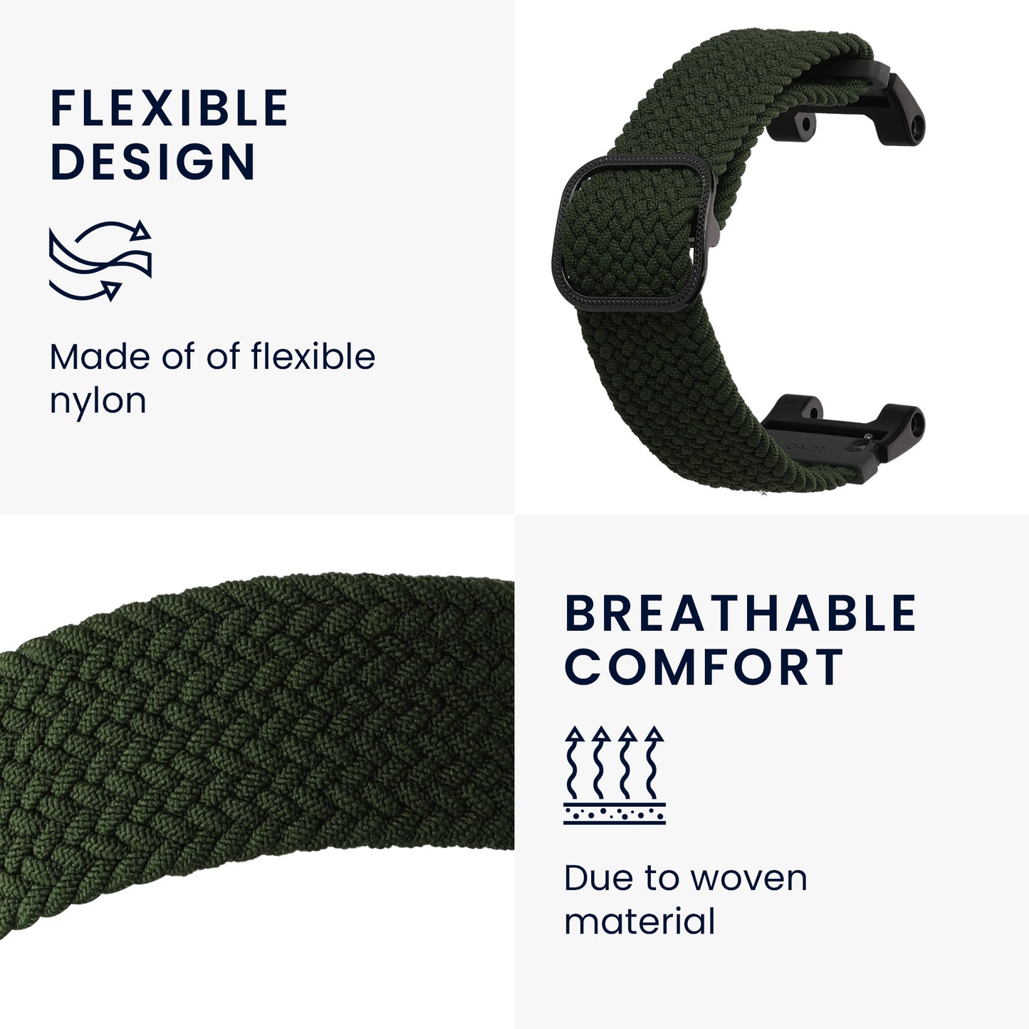 kwmobile Strap compatible with Huami Amazfit T-Rex / T-Rex Pro Fitness Tracker Sports Strap Band Inner dimensions from