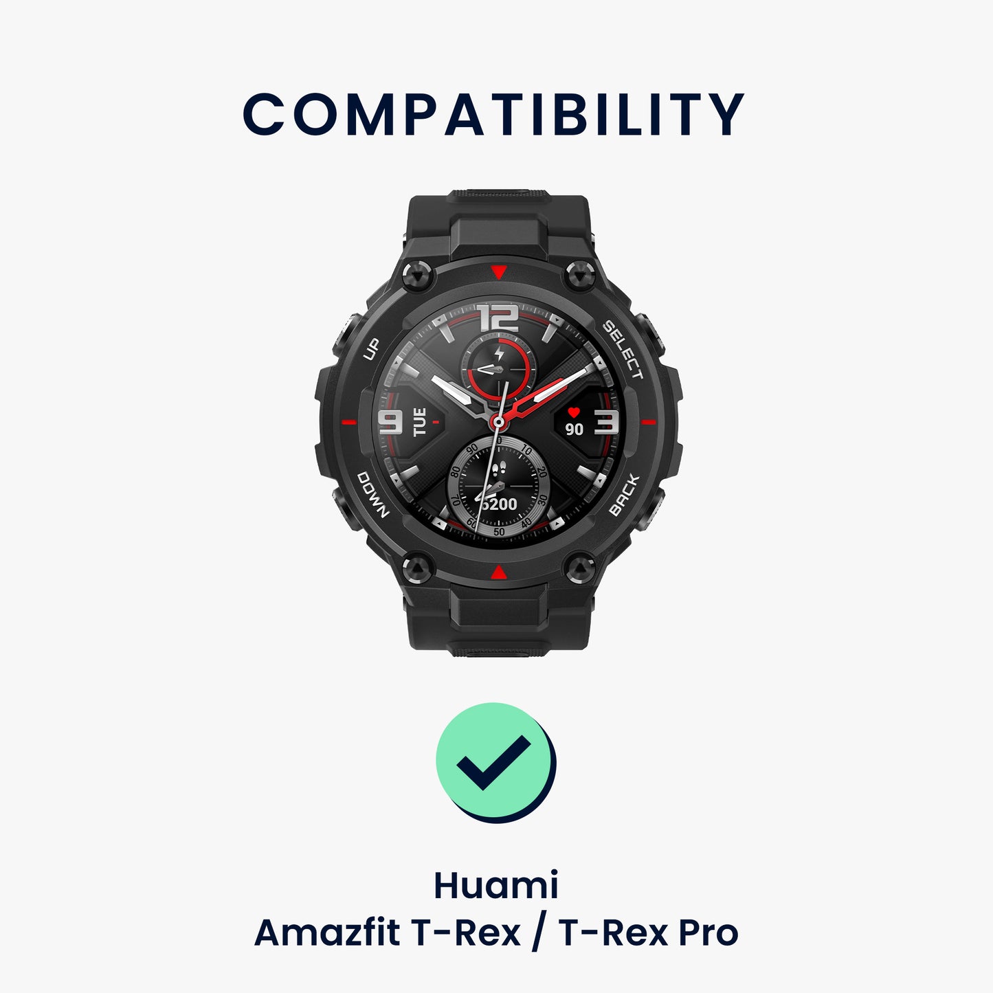 kwmobile Strap compatible with Huami Amazfit T-Rex / T-Rex Pro Fitness Tracker Sports Strap Band Inner dimensions from