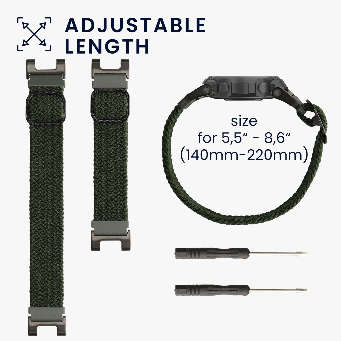 kwmobile Strap compatible with Huami Amazfit T-Rex / T-Rex Pro Fitness Tracker Sports Strap Band Inner dimensions from