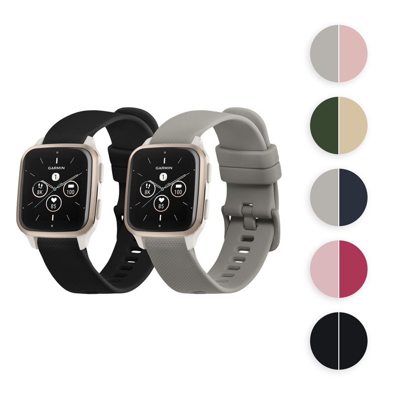 kwmobile Silikon Uhrenarmband für Garmin Venu Sq 2 Music / Sq 2 / Vivoactive 6 / Vivoactive 5 Armband - Ersatzarmband für Fitnesstracker - Wechselarmband Smartwatch - Grau Mintgrün Grau  [dsg10]