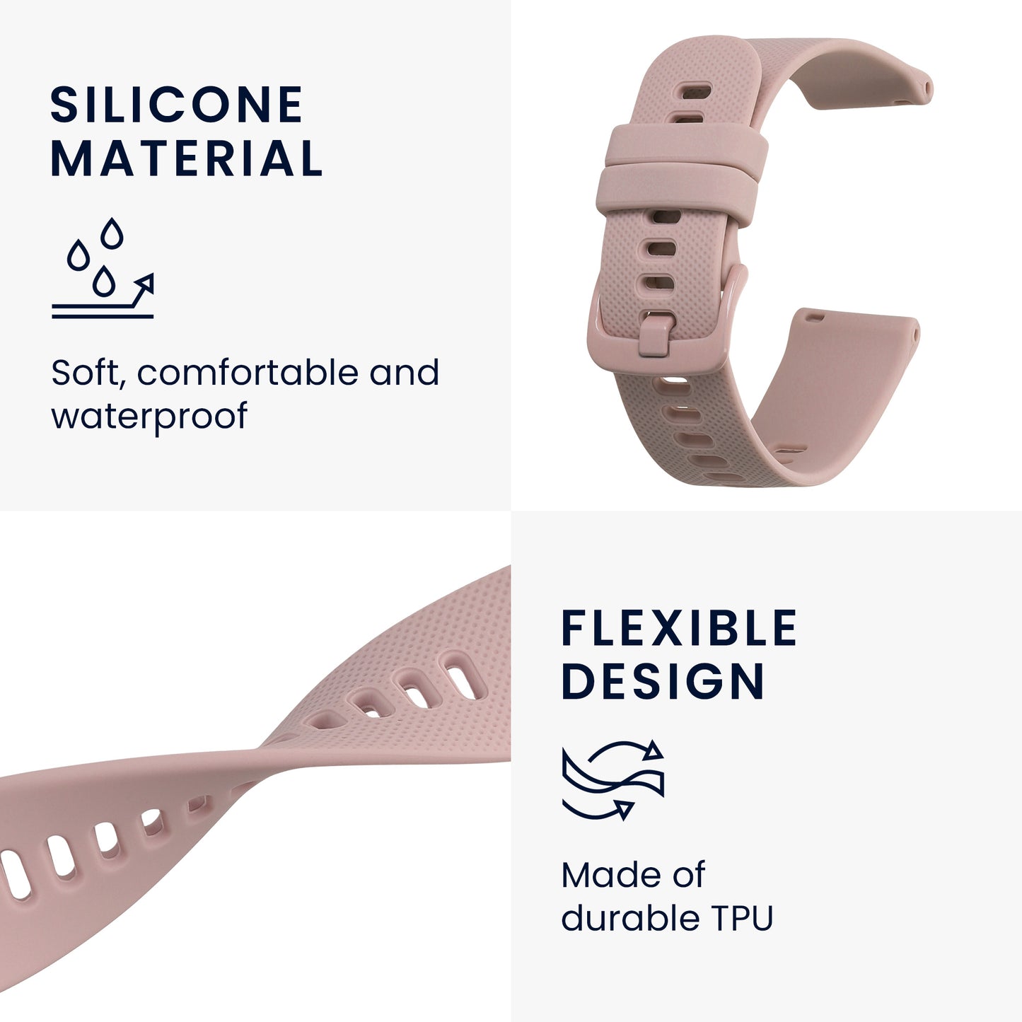 kwmobile Silicone Watch Strap for Garmin Venu Sq 2 Music / Sq 2 / Vivoactive 6 / Vivoactive 5 Bracelet Replacement Strap for Fitness Tracker Changing Strap Smartwatch