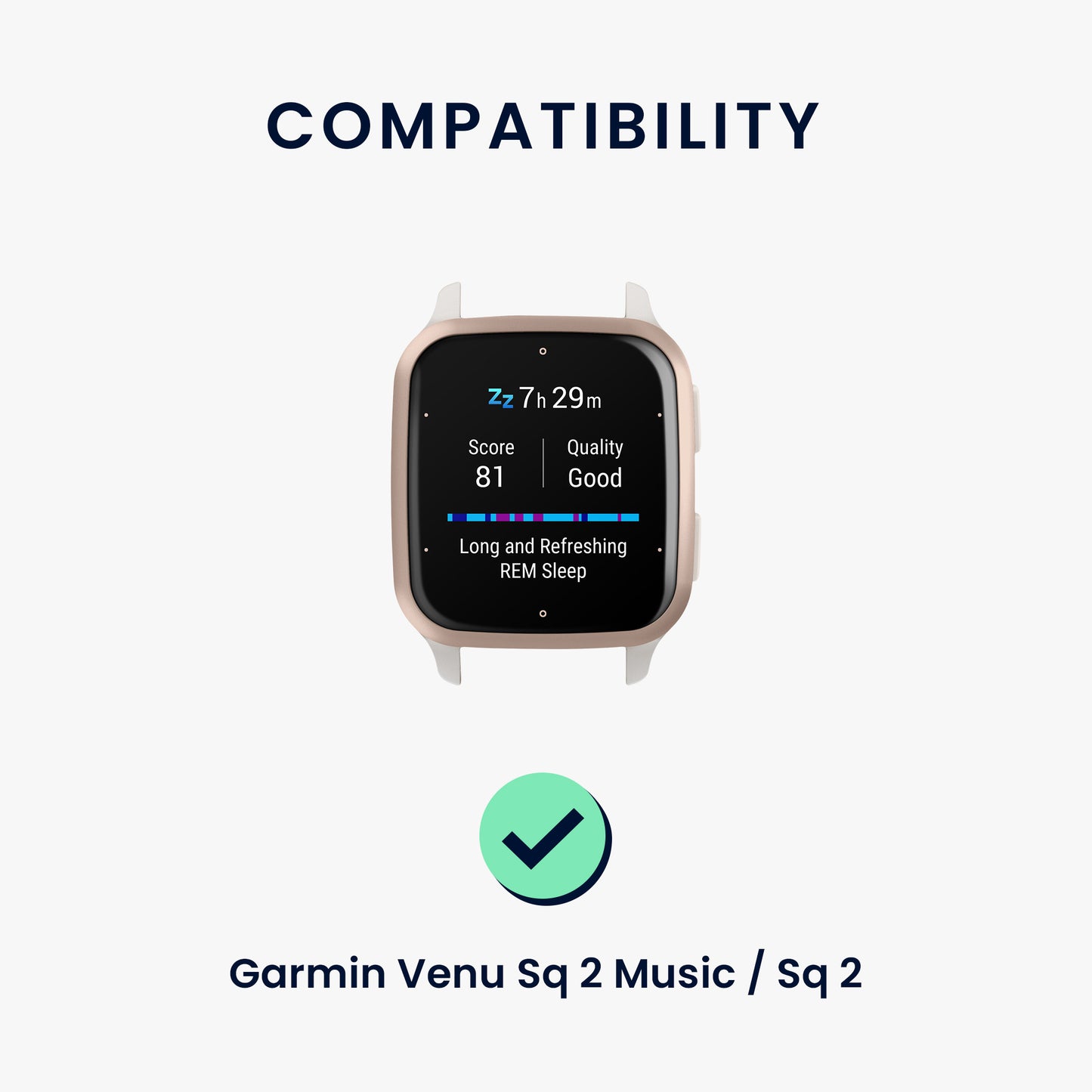 kwmobile Silicone Watch Strap for Garmin Venu Sq 2 Music / Sq 2 / Vivoactive 6 / Vivoactive 5 Bracelet Replacement Strap for Fitness Tracker Changing Strap Smartwatch