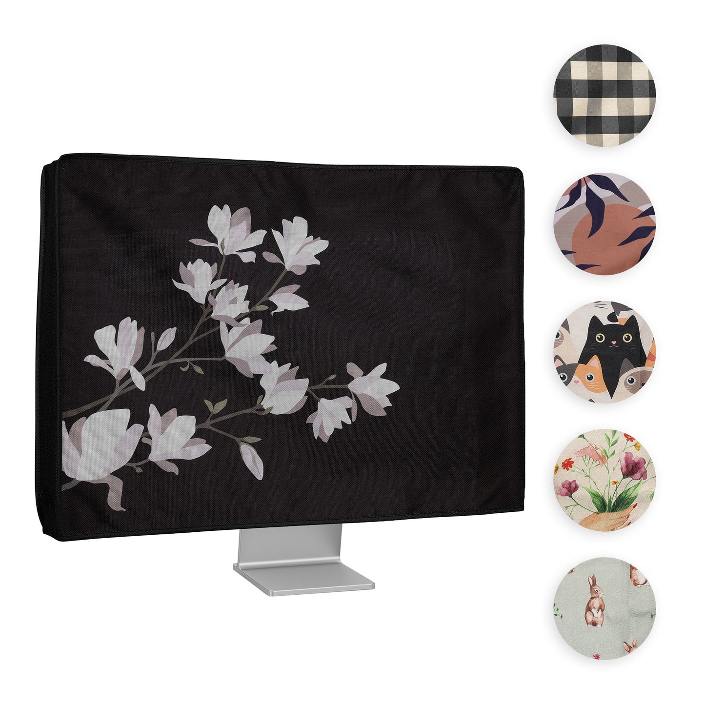 kwmobile Leinen Hülle kompatibel mit 24-26" Monitor - Schutzhülle Staubschutz Abdeckhaube für PC Bildschirm - Computer Screen Cover Staubhaube Haube - Travel Schriftzug Schwarz  [dsg08]