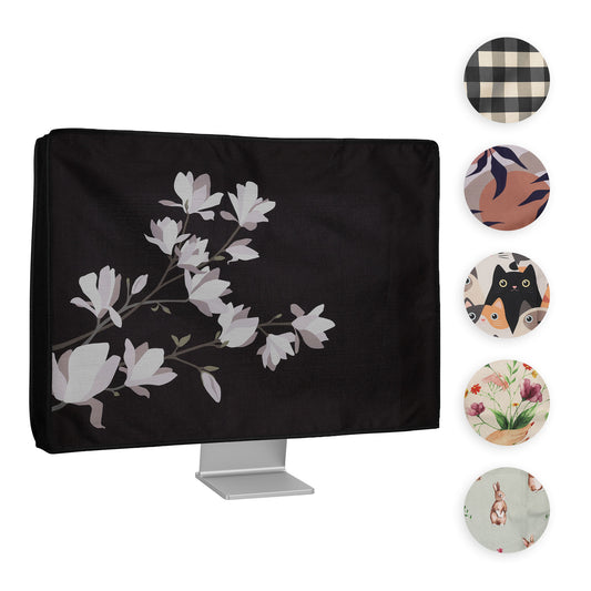 kwmobile Leinen Hülle kompatibel mit 24-26" Monitor - Schutzhülle Staubschutz Abdeckhaube für PC Bildschirm - Computer Screen Cover Staubhaube Haube - Travel Schriftzug Schwarz  [dsg08]