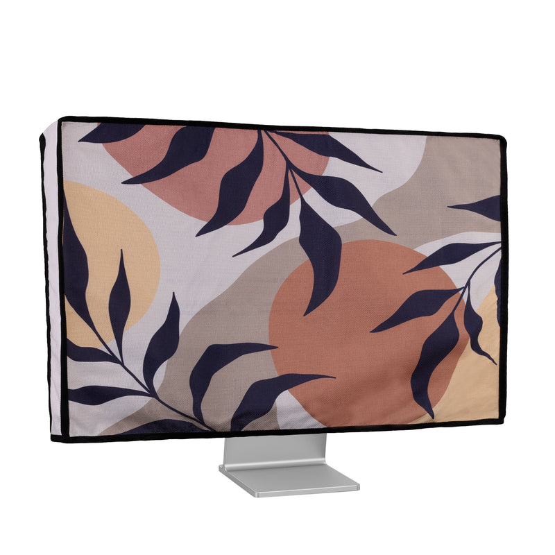 kwmobile Cover compatible with 27-28" Monitor - Protective Cover Dust Cover Hood for PC Screen - Computer Screen Cover Dust Hood - Plants and Shapes