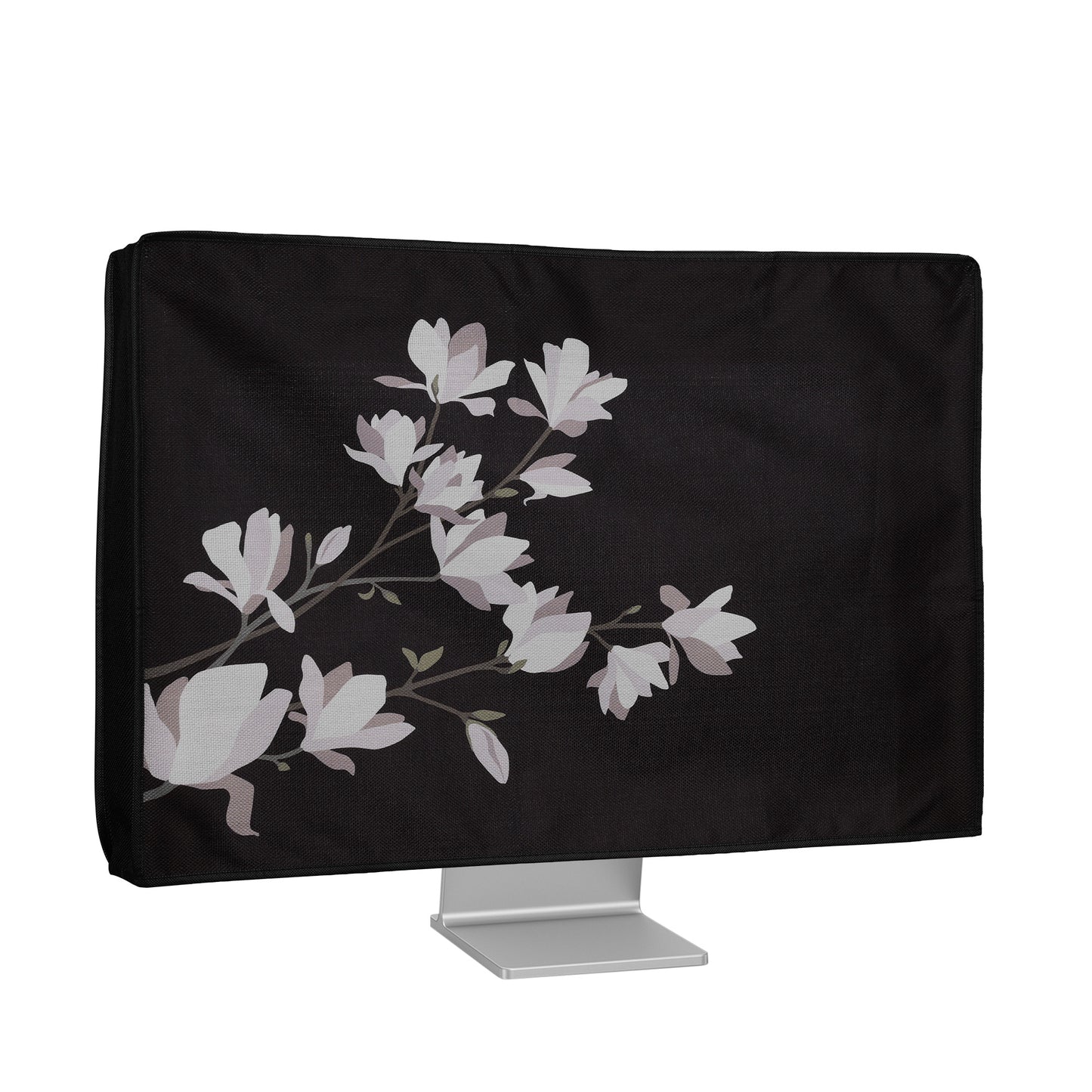 kwmobile Cover compatible with 27-28" Monitor - Protective Cover Dust Cover Hood for PC Screen - Computer Screen Cover Dust Hood - Plants and Shapes