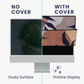 kwmobile Cover compatible with 27-28" Monitor - Protective Cover Dust Cover Hood for PC Screen - Computer Screen Cover Dust Hood - Plants and Shapes