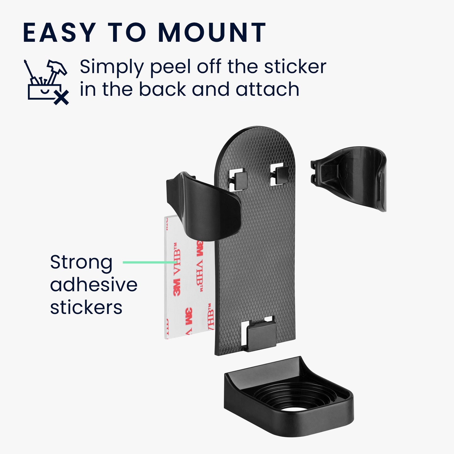 kwmobile Holder for Electric Shaver made of robust ABS Bathroom Organizer for Electric Shavers Toothbrushes Toothpaste Soap Dispensers Wall Mount Storage Holder