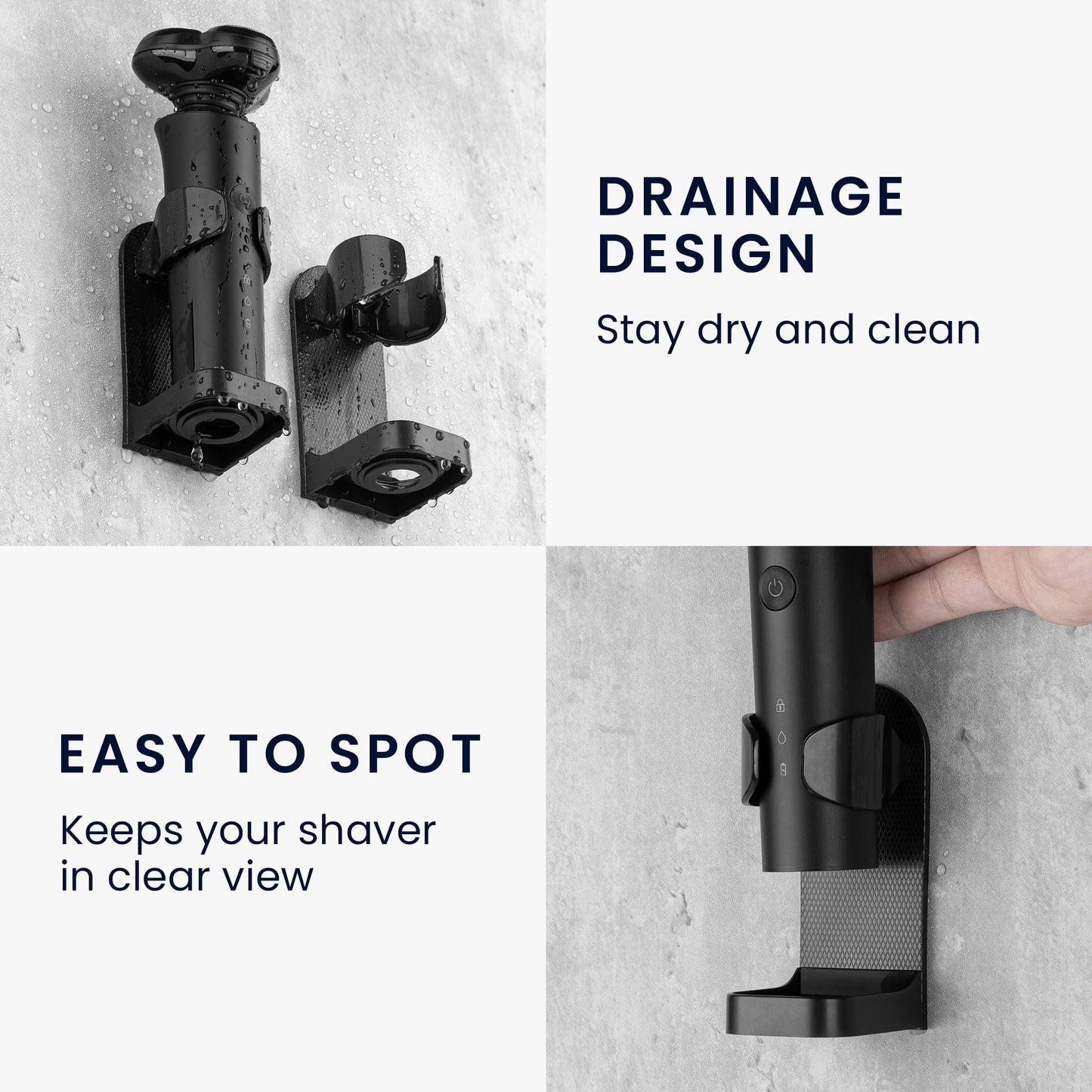 kwmobile Holder for Electric Shaver made of robust ABS Bathroom Organizer for Electric Shavers Toothbrushes Toothpaste Soap Dispensers Wall Mount Storage Holder