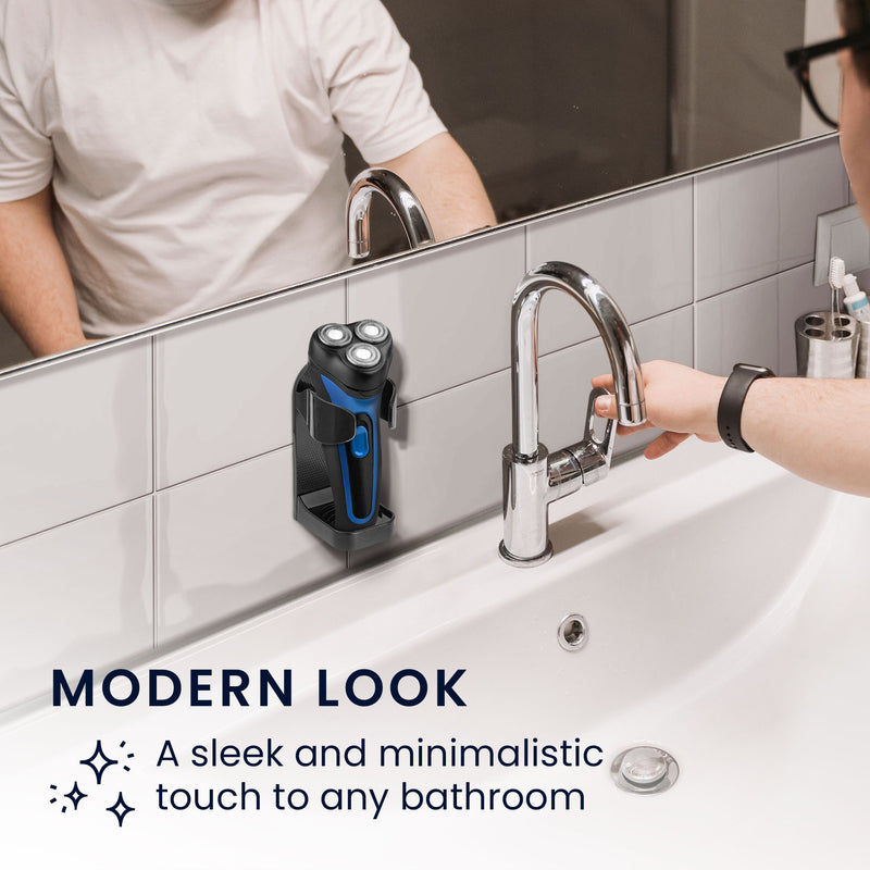 kwmobile Holder for Electric Shaver made of robust ABS Bathroom Organizer for Electric Shavers Toothbrushes Toothpaste Soap Dispensers Wall Mount Storage Holder