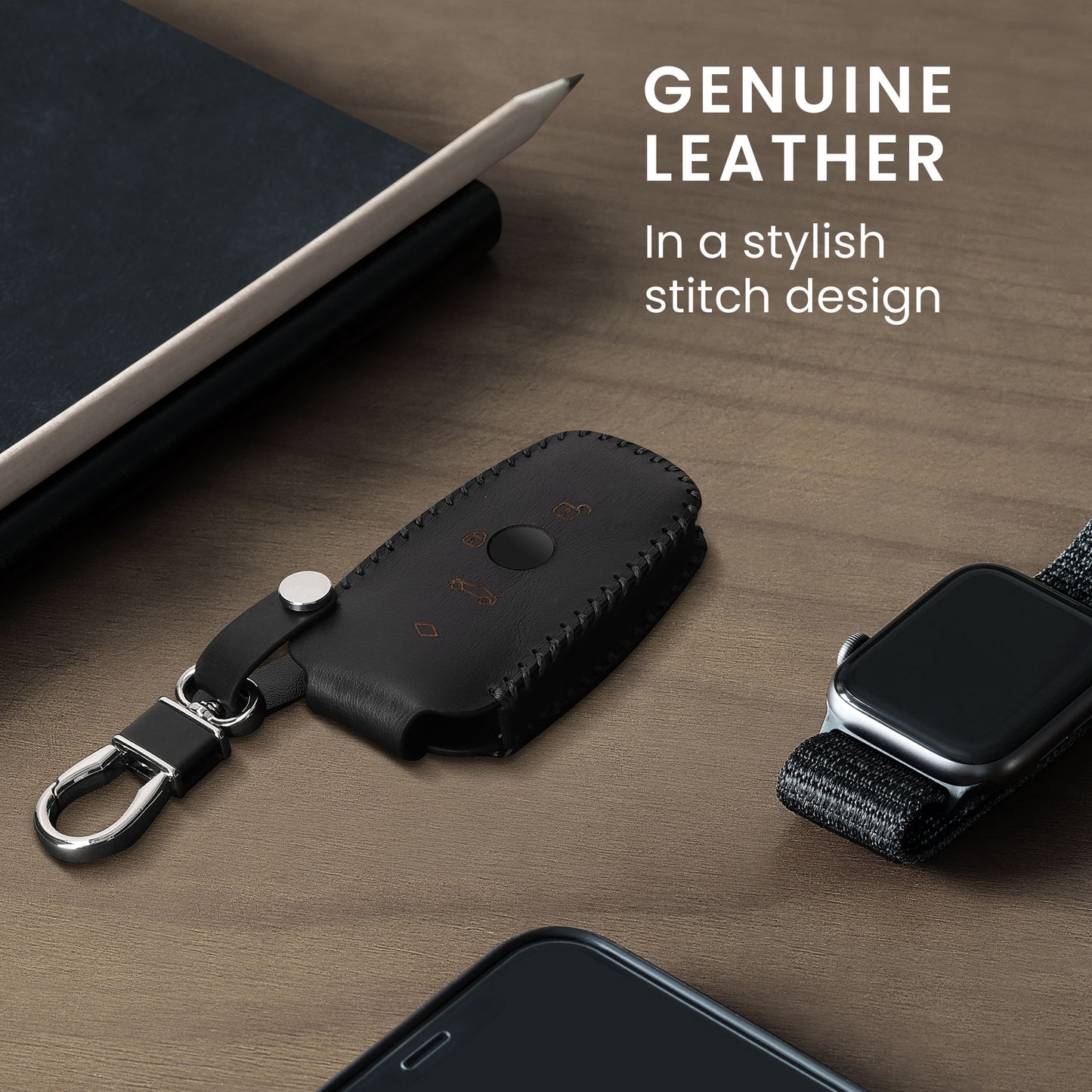 kwmobile Car Key Cover compatible with BMW 3-Button Smart Key (Keyless Go Only) Key Cover - Key Fob Case
