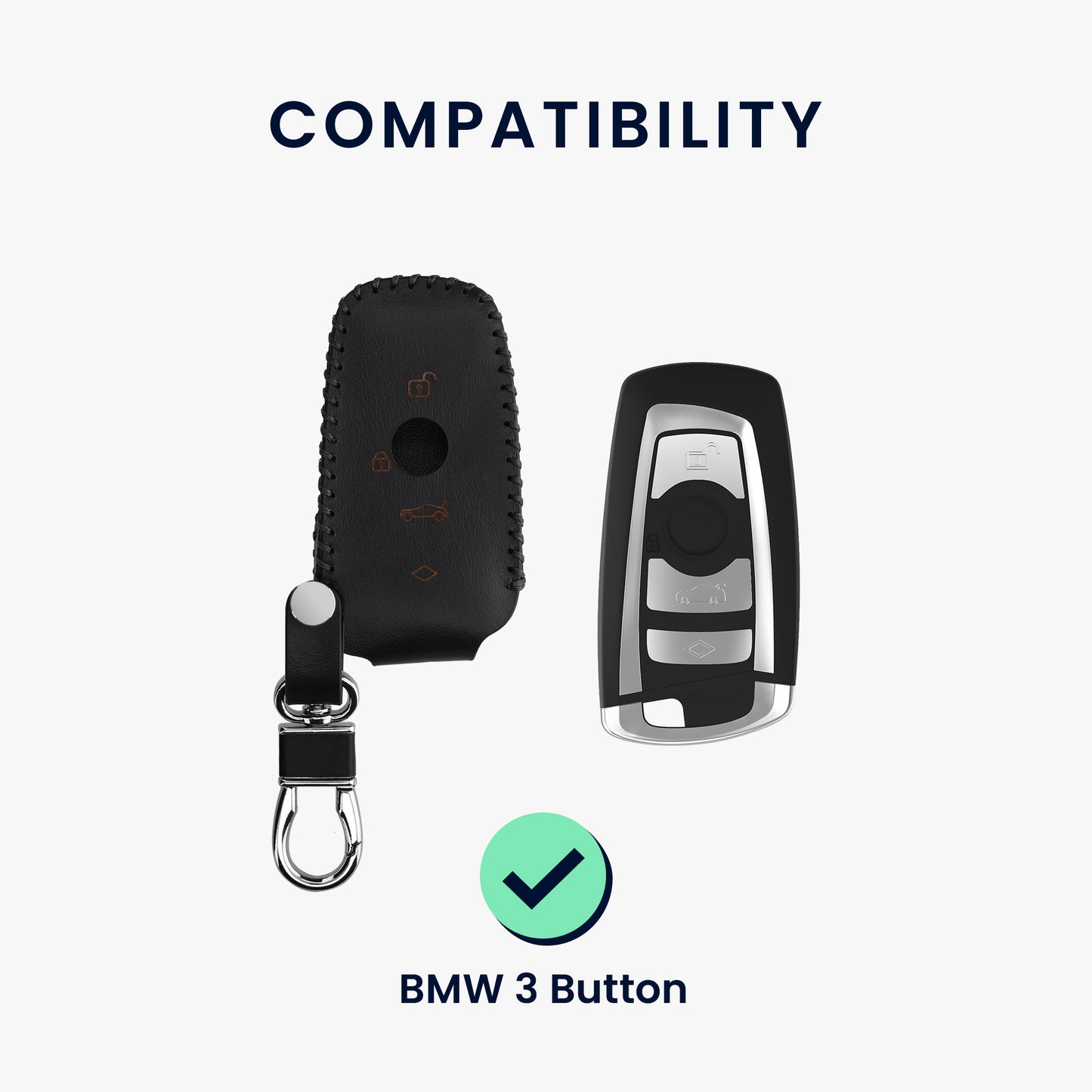 kwmobile Car Key Cover compatible with BMW 3-Button Smart Key (Keyless Go Only) Key Cover - Key Fob Case