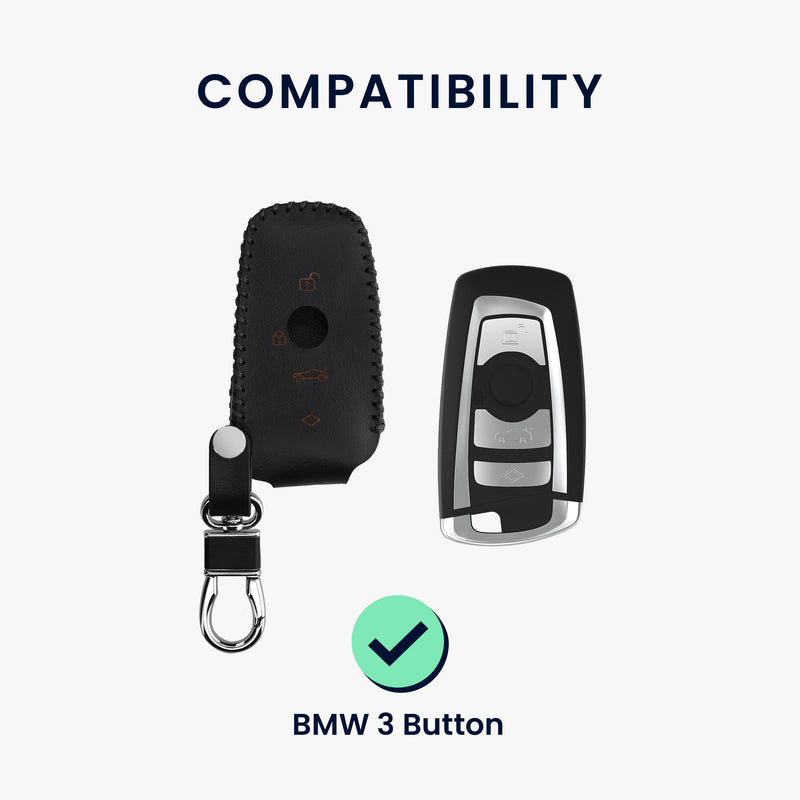 kwmobile Car Key Cover compatible with BMW 3-Button Smart Key (Keyless Go Only) Key Cover - Key Fob Case