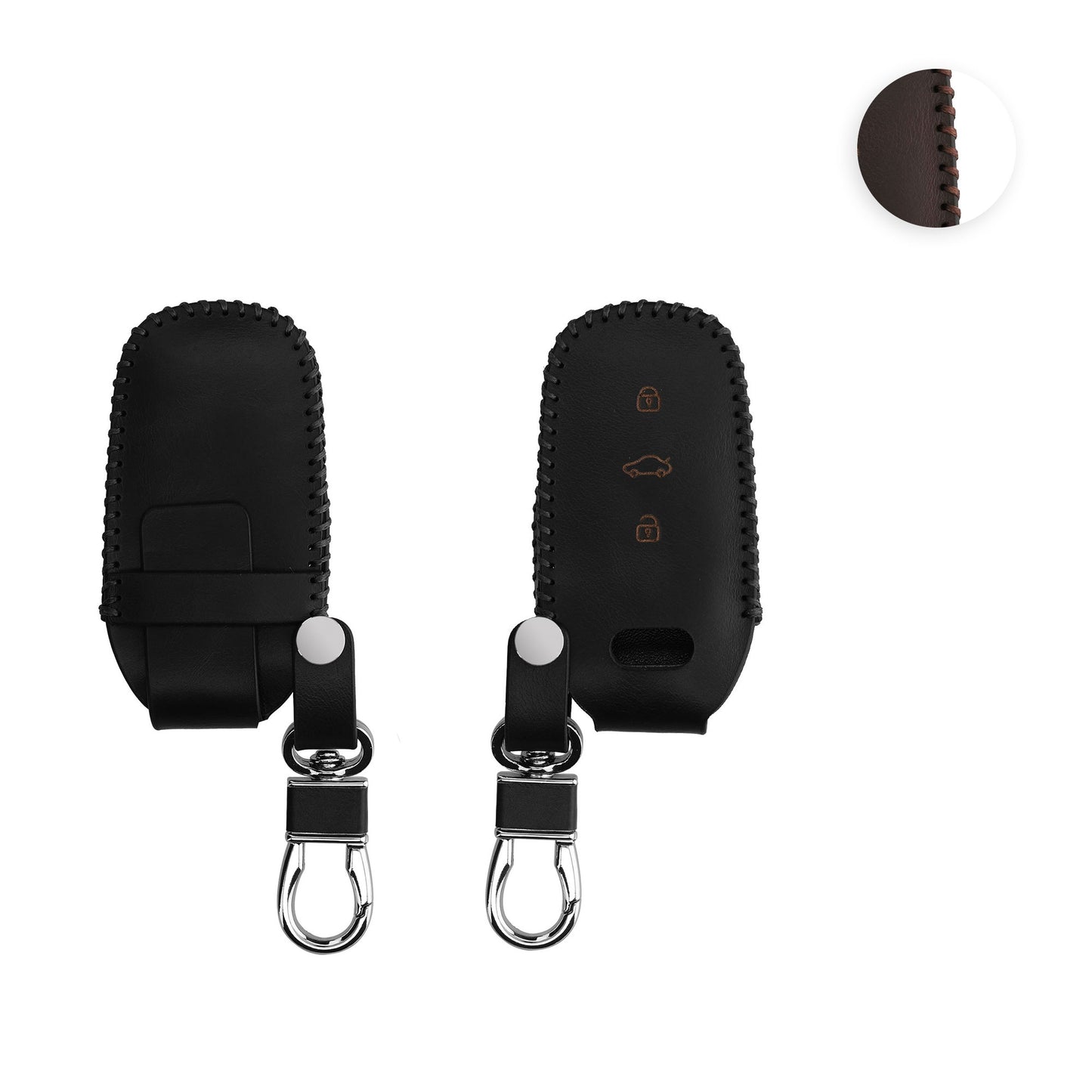 kwmobile Leder Autoschlüssel Hülle kompatibel mit Audi 3-Tasten Autoschlüssel Keyless Schlüsselhülle - Schlüssel Tasche Braun Braun  