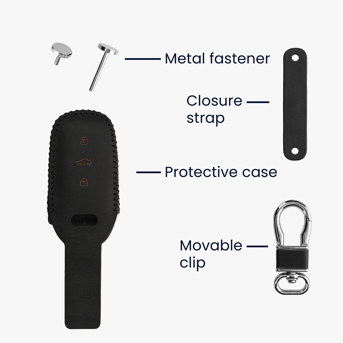 kwmobile Car Key Fob Cover Compatible with Audi 3-Button Keyless Remote Key Case Protector