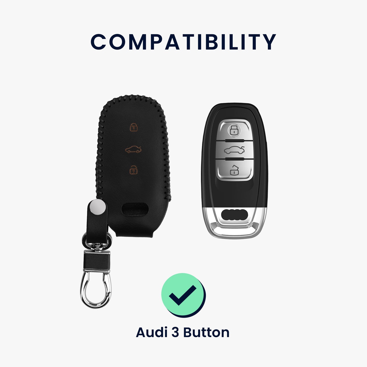 kwmobile Car Key Fob Cover Compatible with Audi 3-Button Keyless Remote Key Case Protector