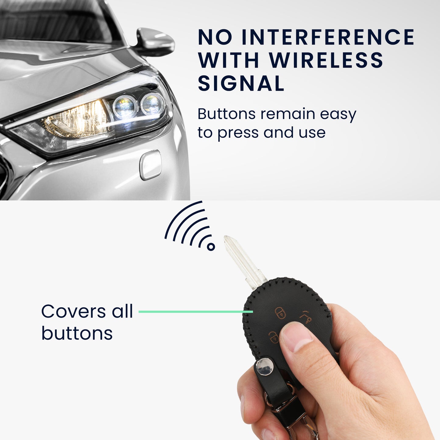 kwmobile Car Key Cover Compatible with Smart 3-Button Remote Car Key Key Case Bag