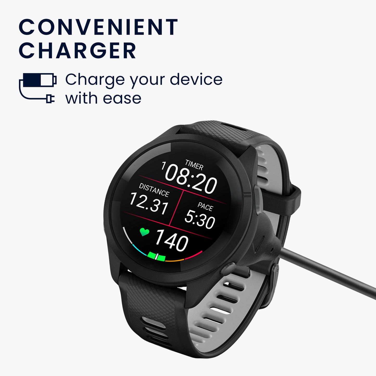 kwmobile USB C Charging Cable Compatible with Garmin Forerunner 265 / 265S / 965 / Forerunner 970 / 165 / 570 Cable Charger Smart Watch Type C Replacement Cable Fitness Tracker Charging Cable
