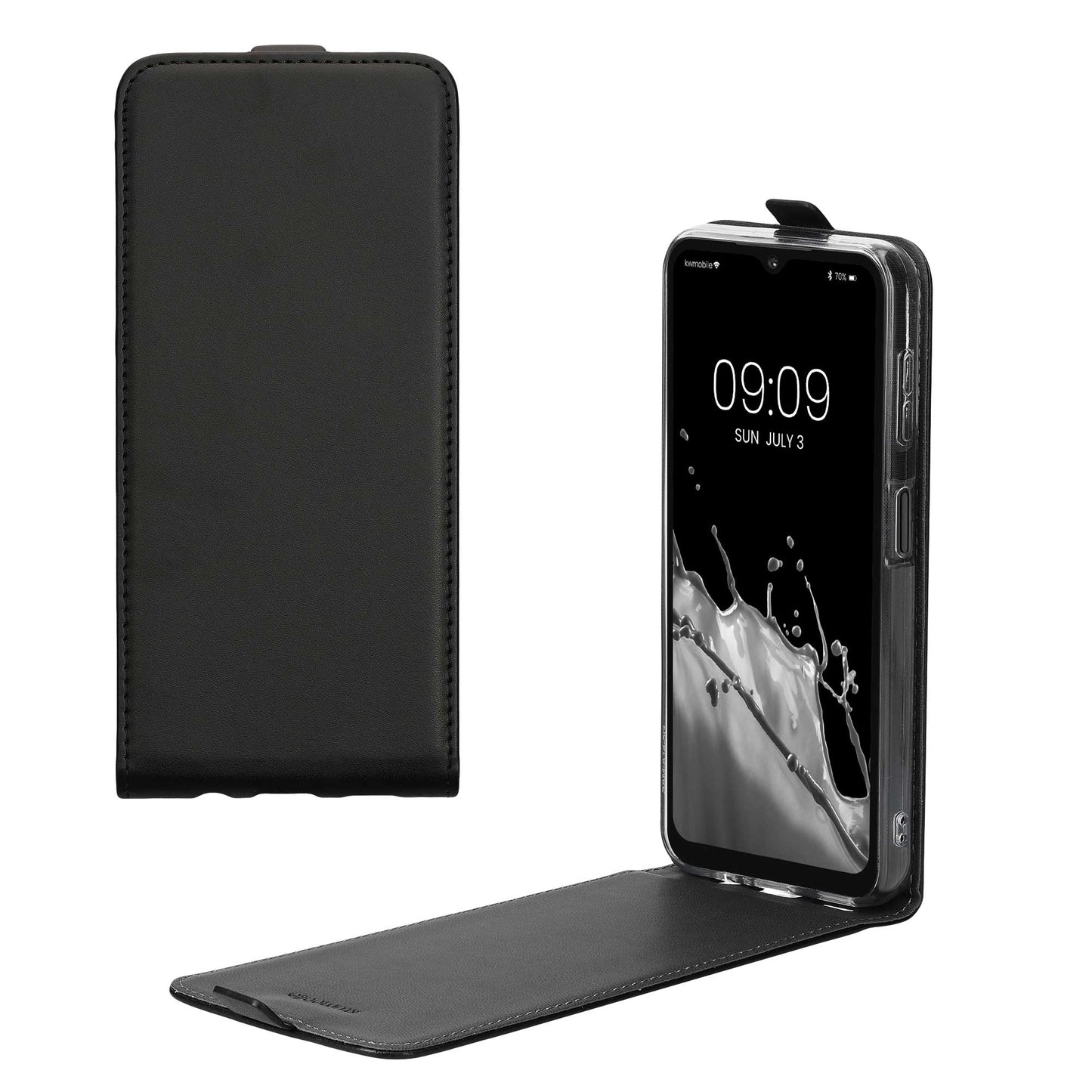 kwmobile Schutzhülle kompatibel mit Samsung Galaxy A14 5G - Hülle Handy - Flip Case Handyhülle Schwarz Schwarz  