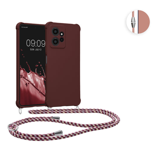 kwmobile Necklace Case kompatibel mit Xiaomi Redmi Note 12 (4G) Hülle - Cover mit Kordel zum Umhängen - Silikon Schutzhülle Bordeaux Violett Bordeaux Violett  