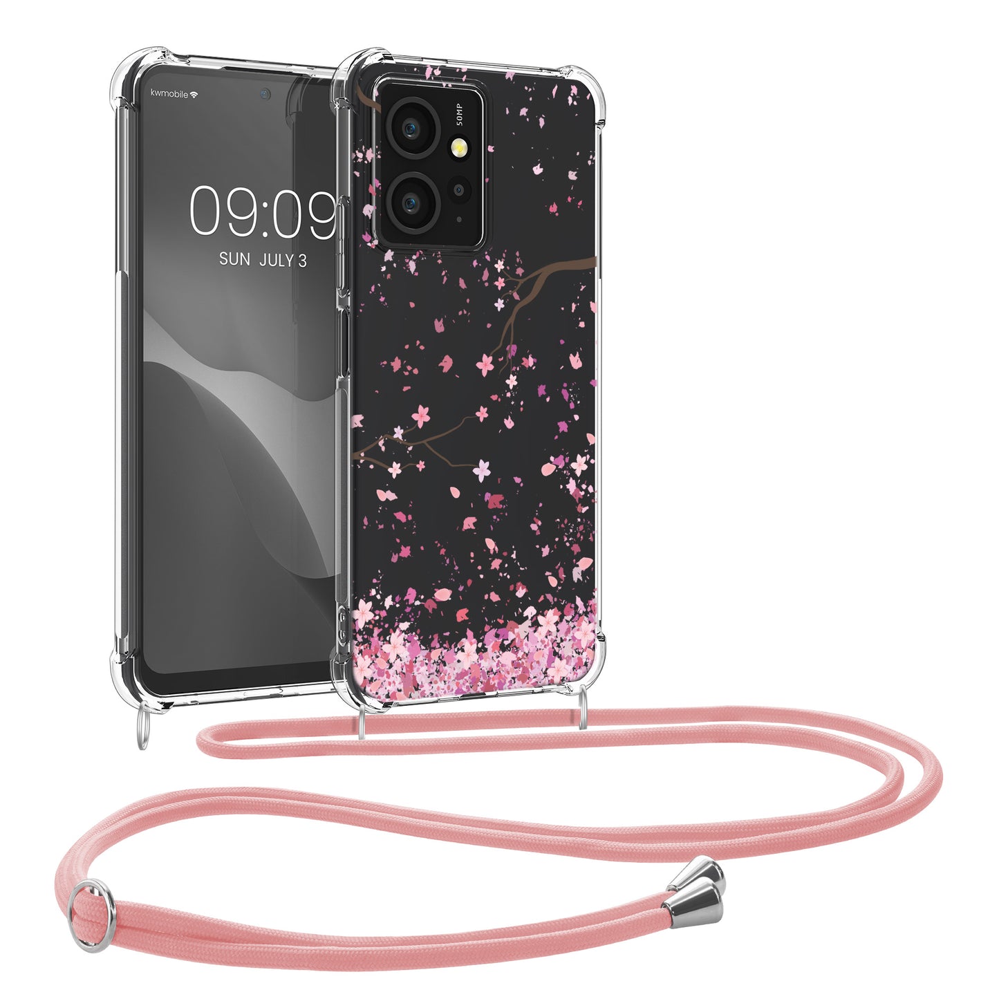 kwmobile Necklace Case compatible with Xiaomi Redmi Note 12 (4G) Silicone Cover with Phone Chain