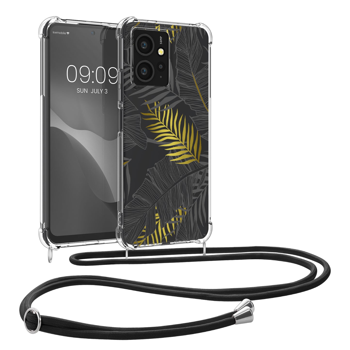 kwmobile Necklace Case compatible with Xiaomi Redmi Note 12 (4G) Silicone Cover with Phone Chain