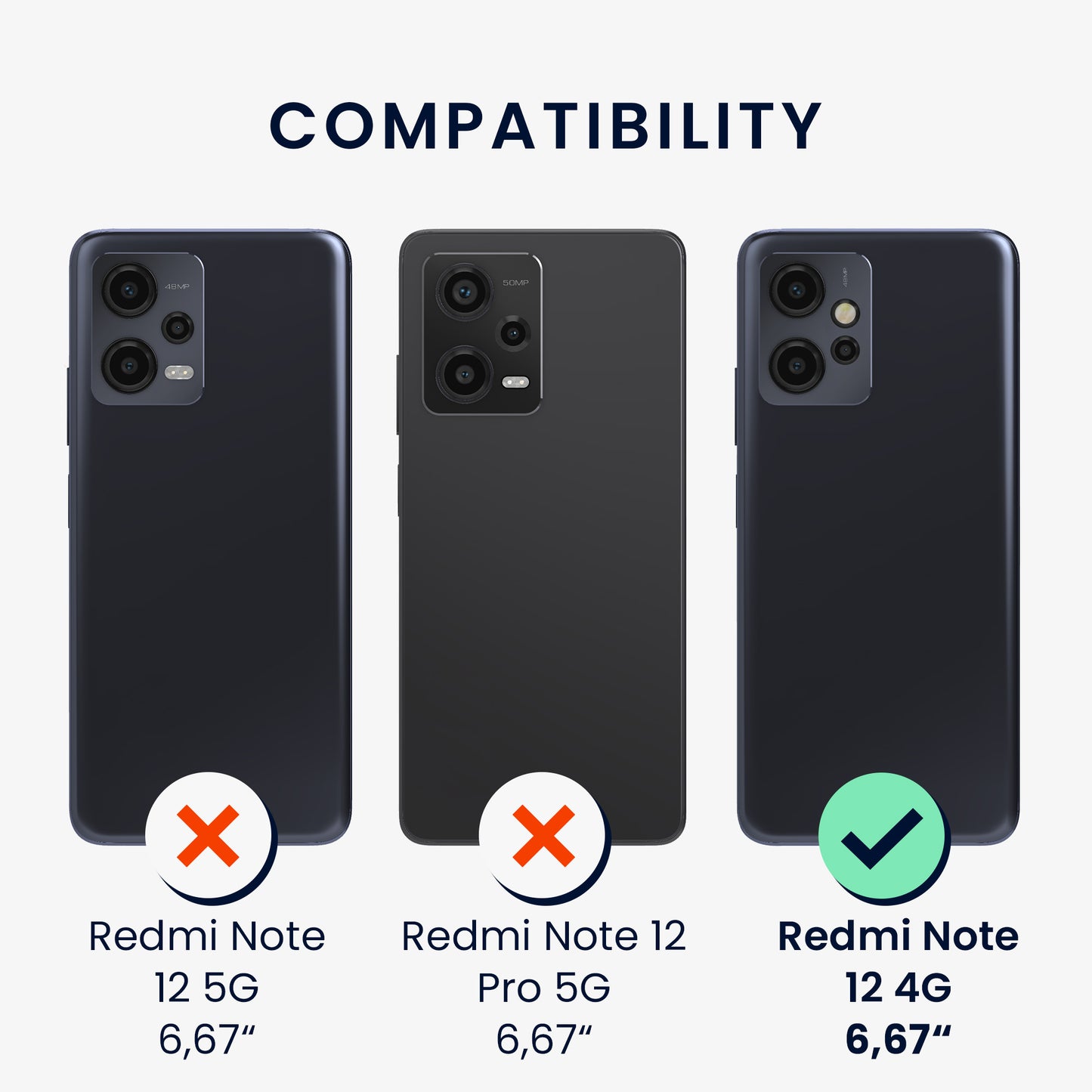 kwmobile Necklace Case compatible with Xiaomi Redmi Note 12 (4G) Silicone Cover with Phone Chain
