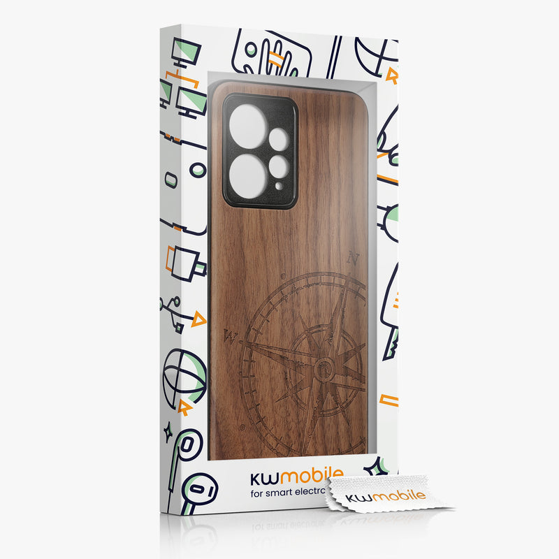 kwmobile Case Compatible with Xiaomi Redmi Note 12 (4G) Case - Phone Cover - TPU Phone Case Compass Vintage