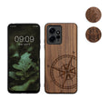 kwmobile Hülle kompatibel mit Xiaomi Redmi Note 12 (4G) Hülle - Holz Case - Handy Cover - TPU Handyhülle in Dunkelbraun Kompass Vintage Dunkelbraun  [dsg01]