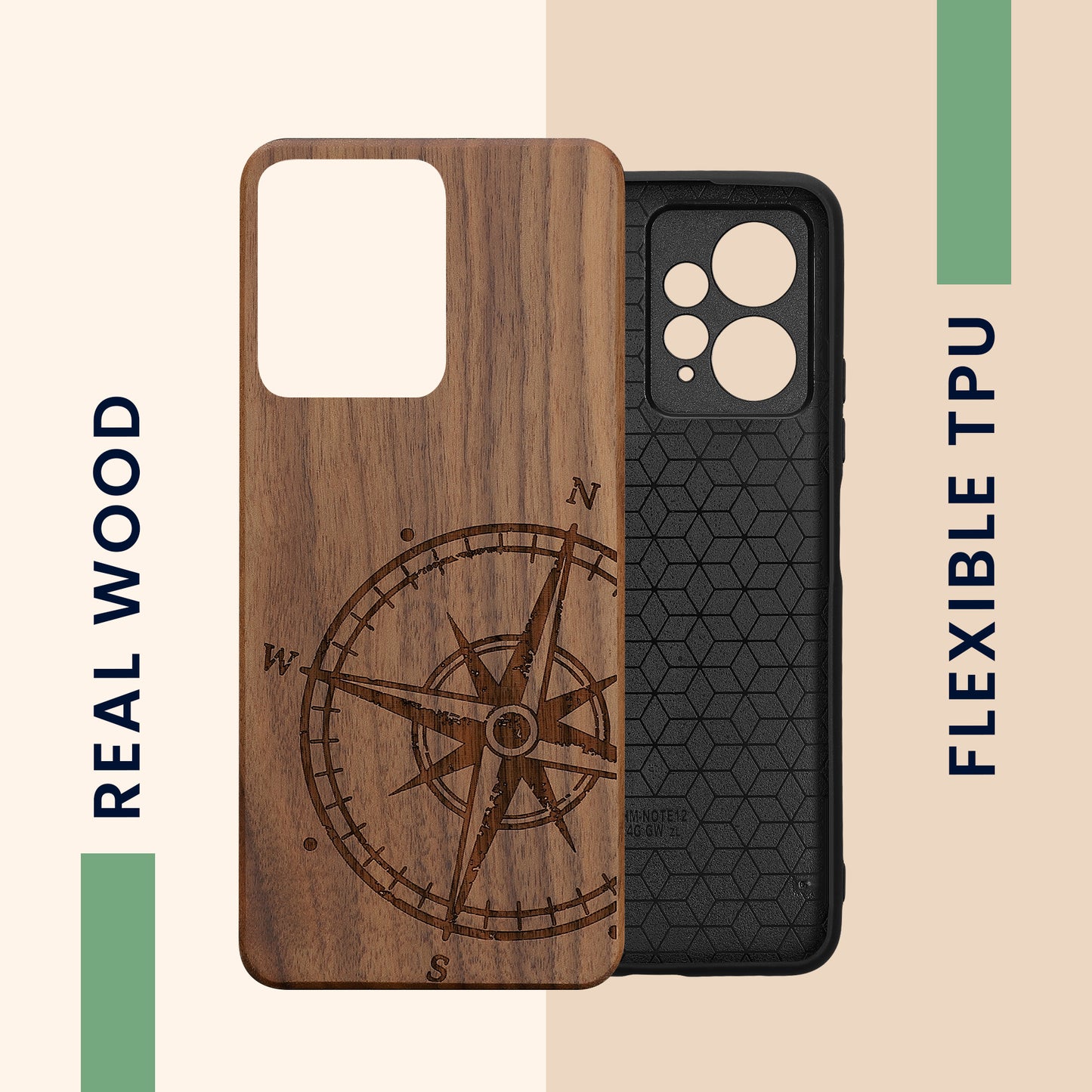 kwmobile Case Compatible with Xiaomi Redmi Note 12 (4G) Case - Phone Cover - TPU Phone Case Compass Vintage