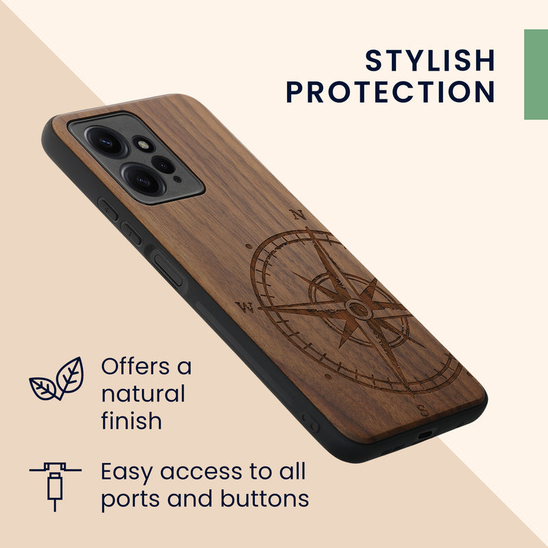 kwmobile Case Compatible with Xiaomi Redmi Note 12 (4G) Case - Phone Cover - TPU Phone Case Compass Vintage