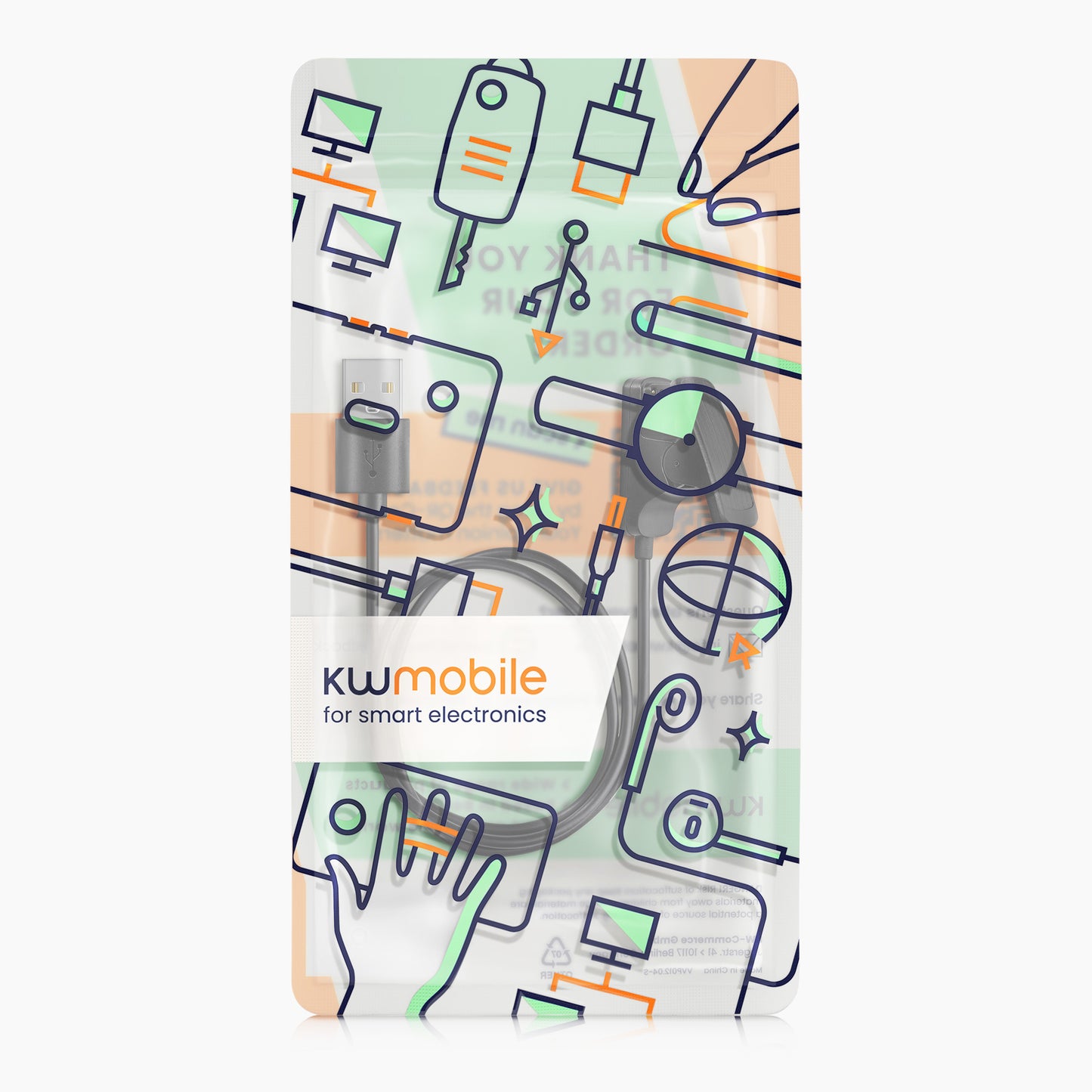 kwmobile USB Cable Charger compatible with Garmin MARQ Charging Cable Smartwatch Replacement Cable Fitness Tracker Charging Cable