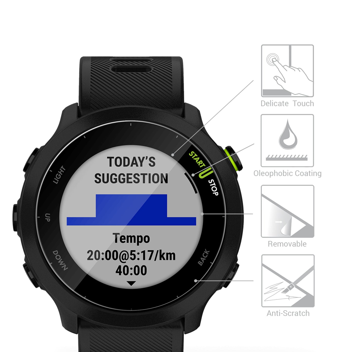 Tempered Glass Screen Protector for Garmin Forerunner 55