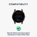 kwmobile Bracelet compatible with Garmin 20mm vivomove sport / vivomove 3 / Venu 2 Plus / Sq 2 Band - Replacement Strap for Fitness Tracker