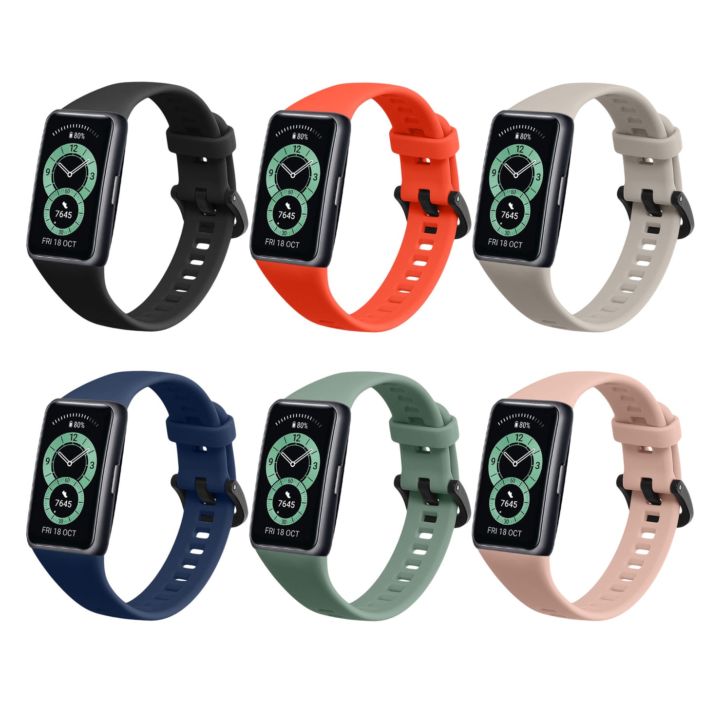 kwmobile 6x Sportarmband kompatibel mit Huawei Band 6 & 6 Pro / Honor Band 7 & 6 Armband - Großes Set Smartwatch Armband in verschiedenen Farben Mehrfarbig  