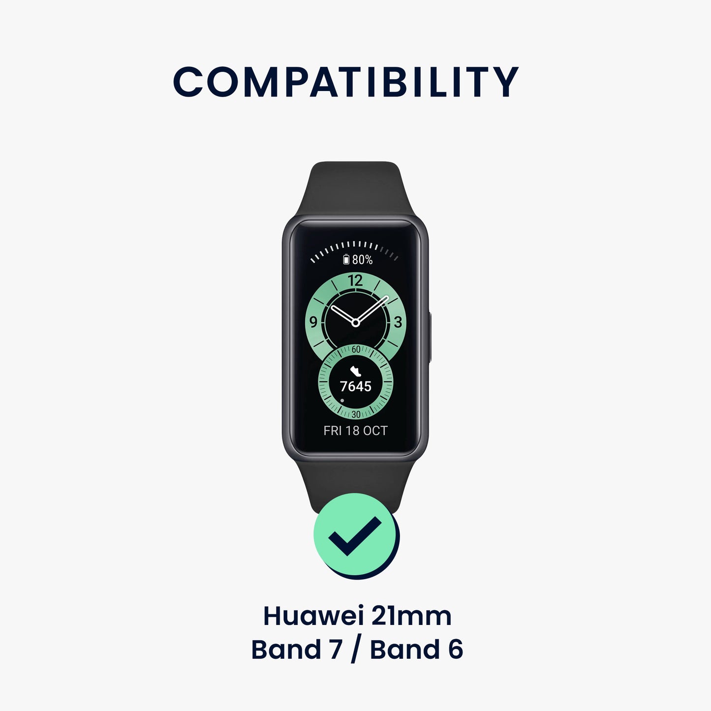kwmobile Sport Strap compatible with Huawei Band 6 & 6 Pro / Honor Band 7 & 6 Band Large Set Smartwatch Strap in Various Colors
