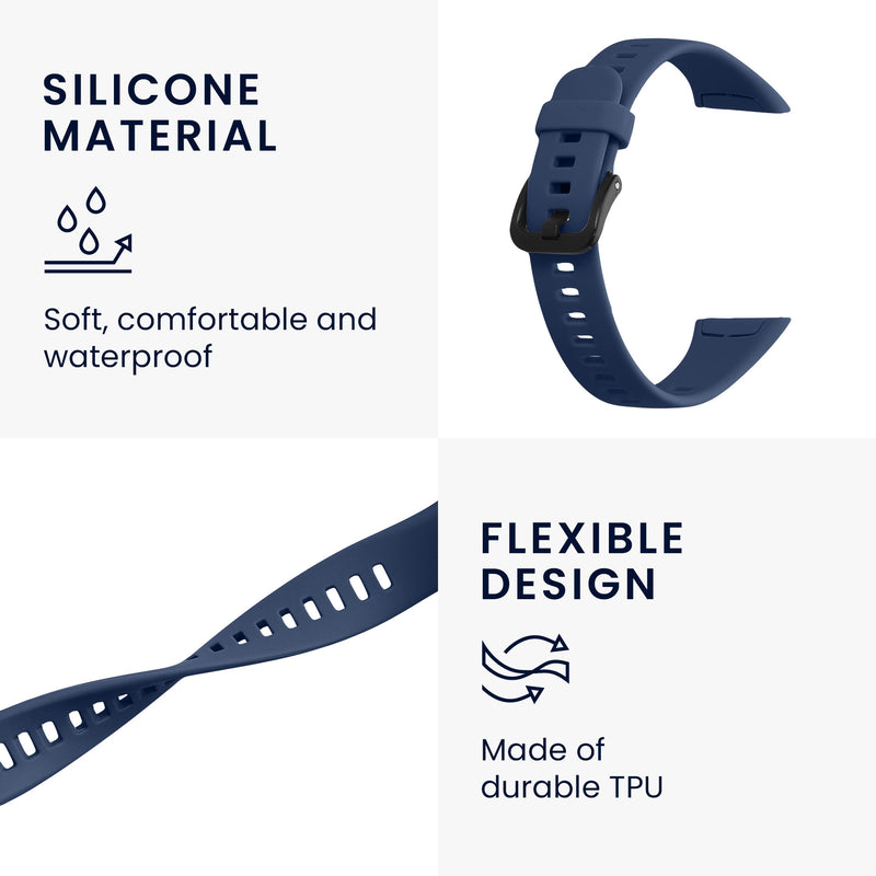 kwmobile Sport Strap compatible with Huawei Band 6 & 6 Pro / Honor Band 7 & 6 Band Large Set Smartwatch Strap in Various Colors