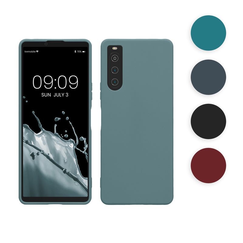 kwmobile Hülle kompatibel mit Sony Xperia 10 V Hülle - weiches TPU Silikon Case - Cover geeignet für kabelloses Laden - Petrol matt Petrol matt  