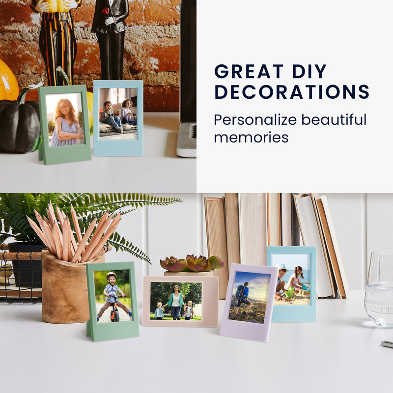 kwmobile Mini Picture Frame Set - Photo Frames for Instant Camera Photos - Plastic Picture Frames with Stand Function