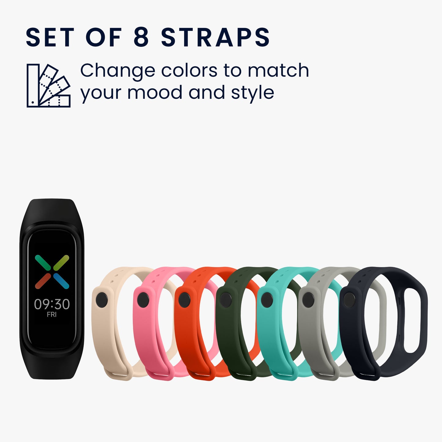 kwmobile Sports Strap compatible with Oppo Band Smartwatch Bracelet Large Set